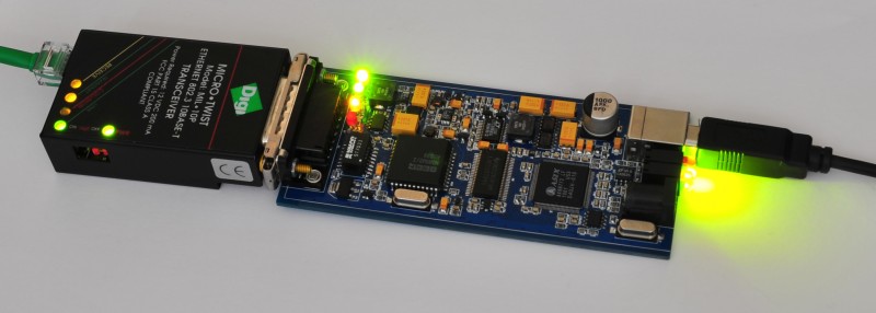 USB AUI Ethernet adapter connected to 10BASE-T MAU