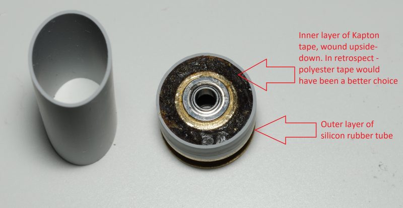 An improvised capstan replacement which works for most Wangtek tape drives
